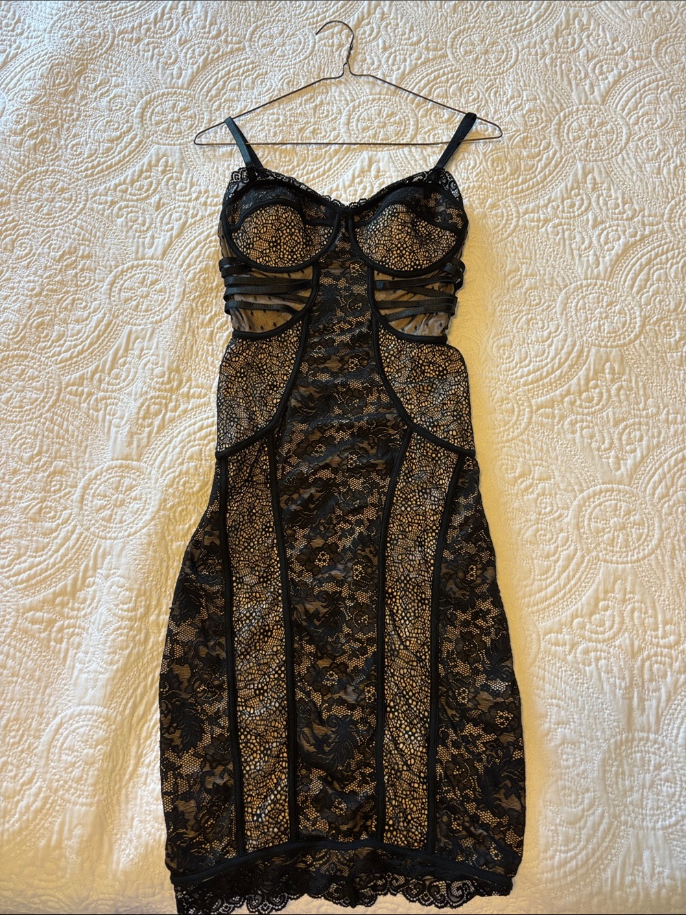 bebe Black Lace Cutout dress
